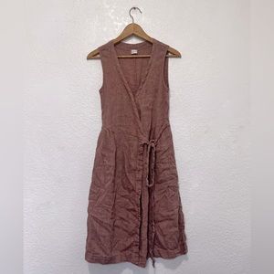 Pink Linen Wrap Dress with POCKETS!